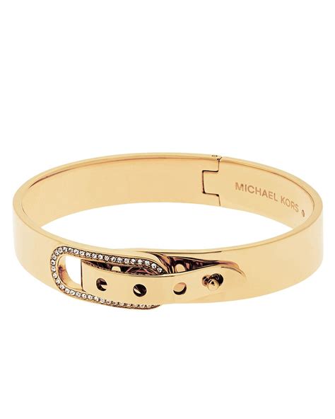 michael kors gold plated buckle bangle|Michael Kors bracelet with diamonds.